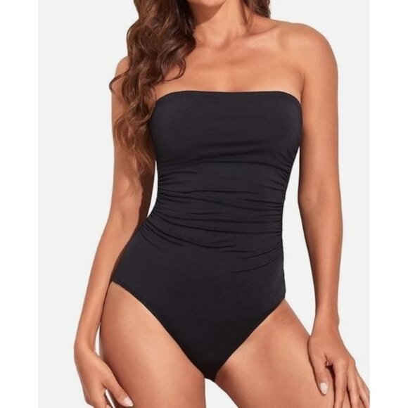 Holipick One Piece Swimsuit Size Medium Black New Halter Tummy Control Rushing - Picture 2 of 11